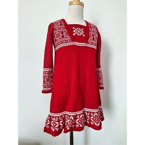 Hanna Andersson Girls 3/4 (100) Snowflake Intarsia Vintage Holiday Dress